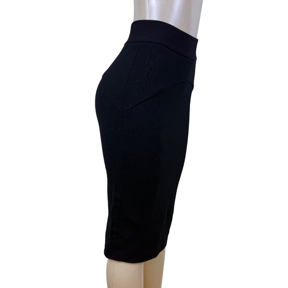 Diane VonFurstenberg Black Wool Blend Pencil Skirt High Waist Design Sz 4 - Picture 2 of 5